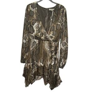 Fanco Women’s Small Snake Print Long Sleeve Asymmetrical Hem Dress NWT